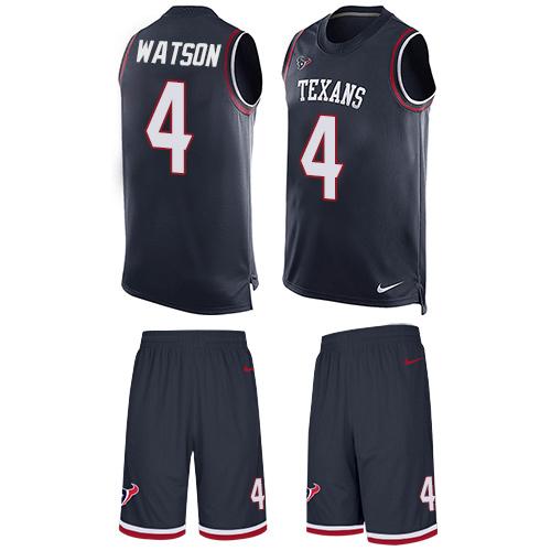 Nike Texans #4 Deshaun Watson Navy Blue Team Color Men's Stitched NFL Limited Tank Top Suit Jersey - Click Image to Close